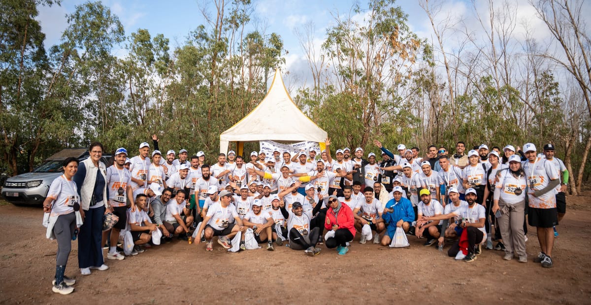 Participants gathered at the race village